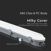 Kép 5/9 - V-TAC sorolható LED lámpa 120cm 36W IP65 hideg fehér, fehér fedlap, 120 Lm/W - SKU 2120206
