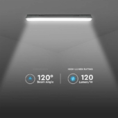 Kép 6/9 - V-TAC sorolható LED lámpa 120cm 36W IP65 hideg fehér, fehér fedlap, 120 Lm/W - SKU 2120206
