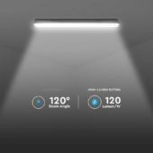 Kép 6/13 - V-TAC sorolható LED lámpa 120cm 36W IP65 hideg fehér, fehér fedlap, 120 Lm/W - SKU 2120216