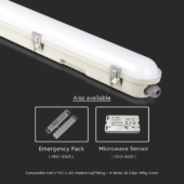 Kép 8/13 - V-TAC sorolható LED lámpa 120cm 36W IP65 hideg fehér, fehér fedlap, 120 Lm/W - SKU 2120216