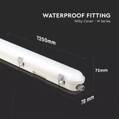 V-TAC sorolható LED lámpa 120cm 36W IP65, IK07 természetes fehér, fehér fedlappal - SKU 20217