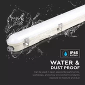V-TAC sorolható LED lámpa 120cm 36W IP65, IK07 természetes fehér, fehér fedlappal - SKU 20217
