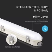 V-TAC sorolható LED lámpa 120cm 36W IP65, IK07 természetes fehér, fehér fedlappal - SKU 20217