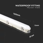 V-TAC sorolható LED lámpa 120cm 36W IP65 természetes fehér, fehér fedlap, 120 Lm/W - SKU 2120217