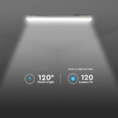 Kép 6/9 - V-TAC sorolható LED lámpa 120cm 60W IP65 hideg fehér, 120 Lm/W - SKU 20474