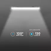 Kép 6/9 - V-TAC sorolható LED lámpa 120cm 60W IP65 természetes fehér, 120 Lm/W - SKU 20473