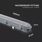 V-TAC sorolható LED lámpa 150cm 48W IP65 természetes fehér, átlátszó fedlappal - SKU 20201