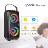 V-TAC Soundor 20W Bluetooth hordozható hangszóró LED világítással, 2x3 inch - SKU 6664