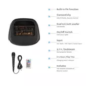 Kép 2/10 - V-TAC Soundor 20W Bluetooth hordozható hangszóró LED világítással, 2x6 inch, mikrofonnal - SKU 7676