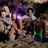 V-TAC Soundor 20W Bluetooth hordozható hangszóró LED világítással, 2x6 inch, mikrofonnal - SKU 7676