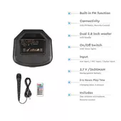 Kép 2/11 - V-TAC Soundor 30W Bluetooth hordozható hangszóró LED világítással, 2x8 inch, mikrofonnal - SKU 7677