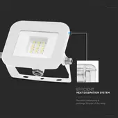 Kép 5/10 - V-TAC SP-széria LED reflektor 10W hideg fehér, fehér ház - SKU 10013