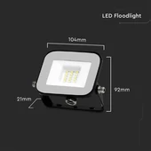 V-TAC SP-széria LED reflektor 10W természetes fehér, fekete ház - SKU 9899