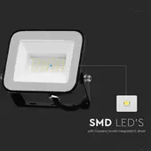 Kép 4/10 - V-TAC SP-széria LED reflektor 20W hideg fehér, fekete ház - SKU 10016