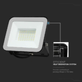 Kép 5/10 - V-TAC SP-széria LED reflektor 50W hideg fehér, fekete ház - SKU 10026