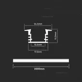 Kép 4/4 - V-TAC süllyeszthető alumínium LED szalag profil fehér fedlappal 2m - SKU 3357