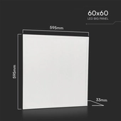 Kép 2/9 - V-TAC süllyeszthető LED panel természetes fehér 25W 60 x 60cm, 180 Lm/W, Back-Lit - SKU 23393