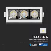 Kép 5/12 - V-TAC süllyeszthető LED SMD mélysugárzó lámpa UGR&lt;19 CRI&gt;90 12W 12° hideg fehér - SKU 973