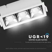 Kép 7/12 - V-TAC süllyeszthető LED SMD mélysugárzó lámpa UGR&lt;19 CRI&gt;90 12W 12° hideg fehér - SKU 973