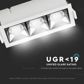V-TAC süllyeszthető LED SMD mélysugárzó lámpa UGR<19 CRI>90 12W 12° meleg fehér - SKU 975