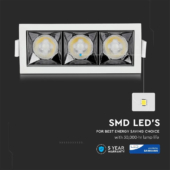 Kép 5/12 - V-TAC süllyeszthető LED SMD mélysugárzó lámpa UGR&lt;19 CRI&gt;90 12W 38° hideg fehér - SKU 988