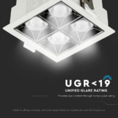 Kép 7/13 - V-TAC süllyeszthető LED SMD mélysugárzó lámpa UGR&lt;19 CRI&gt;90 16W 12° hideg fehér - SKU 976