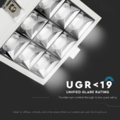 Kép 7/13 - V-TAC süllyeszthető LED SMD mélysugárzó lámpa UGR&lt;19 CRI&gt;90 36W 12° hideg fehér - SKU 982