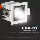 Kép 7/14 - V-TAC süllyeszthető LED SMD mélysugárzó lámpa UGR&lt;19 CRI&gt;90 4W 12° hideg fehér - SKU 970