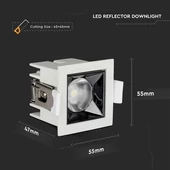 V-TAC süllyeszthető LED SMD mélysugárzó lámpa UGR<19 CRI>90 4W 38° meleg fehér - SKU 987