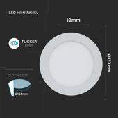 Kép 2/9 - V-TAC süllyeszthető mennyezeti kerek LED panel 12W meleg fehér - SKU 4857