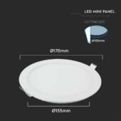 Kép 2/6 - V-TAC süllyeszthető mennyezeti kerek LED panel 12W természetes fehér - SKU 214858