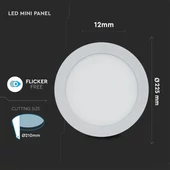 V-TAC süllyeszthető mennyezeti kerek LED panel 18W hideg fehér - SKU 4862