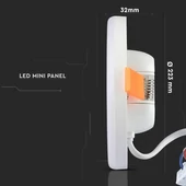 V-TAC süllyeszthető mennyezeti kerek LED panel 24W természetes fehér - SKU 740