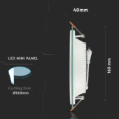 Kép 2/9 - V-TAC süllyeszthető mennyezeti kerek üveg LED panel 12W természetes fehér - SKU 6279