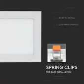 V-TAC süllyeszthető mennyezeti szögletes LED panel 12W természetes fehér - SKU 4867