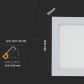 Kép 2/9 - V-TAC süllyeszthető mennyezeti szögletes LED panel 18W meleg fehér - SKU 4869