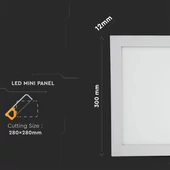 V-TAC süllyeszthető mennyezeti szögletes LED panel 24W meleg fehér - SKU 4887