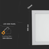 Kép 2/9 - V-TAC süllyeszthető mennyezeti szögletes LED panel 24W meleg fehér - SKU 4887