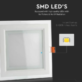 Kép 3/10 - V-TAC süllyeszthető mennyezeti szögletes üveg LED panel 12W természetes fehér - SKU 6278