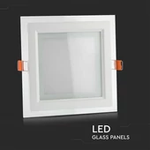 V-TAC süllyeszthető mennyezeti szögletes üveg LED panel 18W természetes fehér - SKU 6280