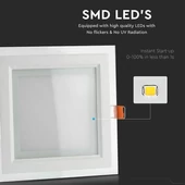 V-TAC süllyeszthető mennyezeti szögletes üveg LED panel 6W hideg fehér - SKU 4737