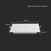 Kép 2/6 - V-TAC süllyeszthető szögletes Back-Lit LED panel 12W, hideg fehér, 100 Lm/W - SKU 10485