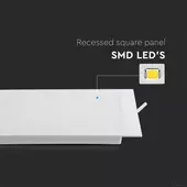 Kép 3/6 - V-TAC süllyeszthető szögletes Back-Lit LED panel 12W, természetes fehér, 100 Lm/W - SKU 10484