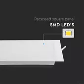 Kép 3/6 - V-TAC süllyeszthető szögletes Back-Lit LED panel 18W, természetes fehér, 110 Lm/W - SKU 10487