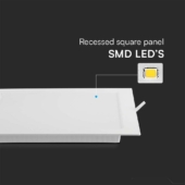 Kép 3/6 - V-TAC süllyeszthető szögletes Back-Lit LED panel 3W, meleg fehér, 110 Lm/W - SKU 10477