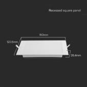 Kép 2/6 - V-TAC süllyeszthető szögletes Back-Lit LED panel 6W, természetes fehér, 110 Lm/W - SKU 10481