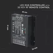 Kép 3/8 - V-TAC szinkronizálható dimmelhető vezérlő távirányítóval RGB LED szalaghoz - SKU 3339