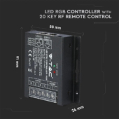 Kép 3/8 - V-TAC szinkronizálható dimmelhető vezérlő távirányítóval RGB LED szalaghoz - SKU 3339