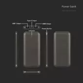 Kép 3/8 - V-TAC Szürke 10000mAh powerbank, 30cm Type-C kábellel - SKU 23037