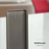 V-TAC Szürke 10000mAh powerbank, 30cm Type-C kábellel - SKU 23037